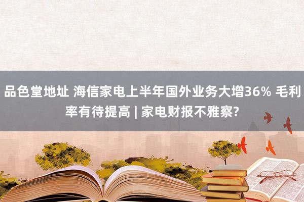 品色堂地址 海信家电上半年国外业务大增36% 毛利率有待提高 | 家电财报不雅察?