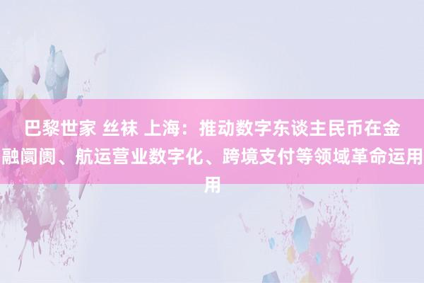 巴黎世家 丝袜 上海：推动数字东谈主民币在金融阛阓、航运营业数字化、跨境支付等领域革命运用