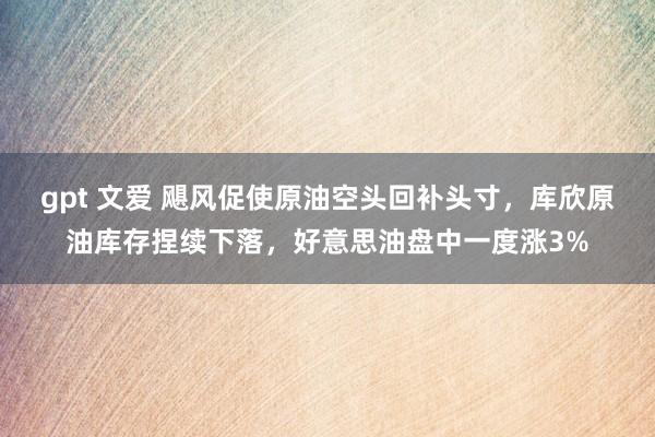 gpt 文爱 飓风促使原油空头回补头寸，库欣原油库存捏续下落，好意思油盘中一度涨3%