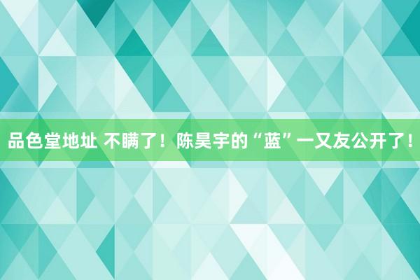 品色堂地址 不瞒了！陈昊宇的“蓝”一又友公开了！