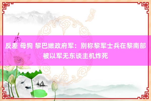 反差 母狗 黎巴嫩政府军：别称黎军士兵在黎南部被以军无东谈主机炸死