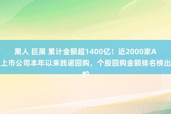 黑人 巨屌 累计金额超1400亿！近2000家A股上市公司本年以来践诺回购，个股回购金额排名榜出炉