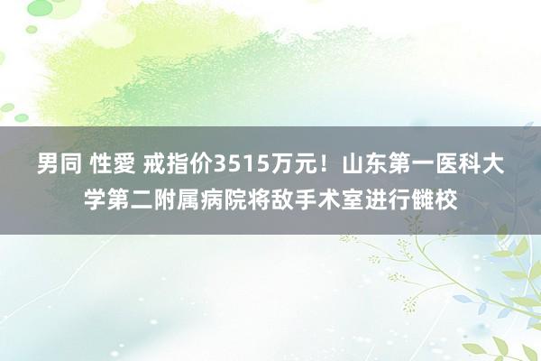 男同 性愛 戒指价3515万元！山东第一医科大学第二附属病院将敌手术室进行雠校