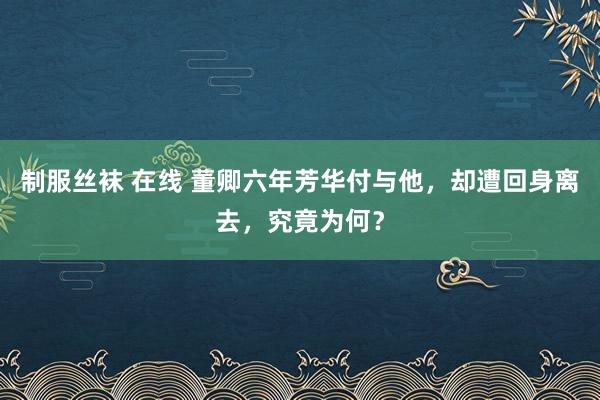 制服丝袜 在线 董卿六年芳华付与他，却遭回身离去，究竟为何？