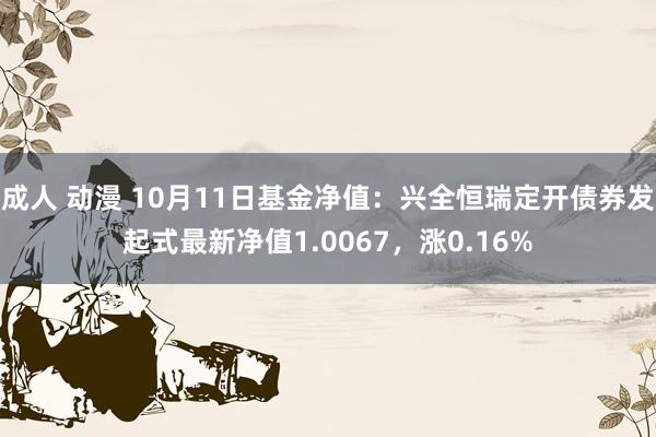 成人 动漫 10月11日基金净值：兴全恒瑞定开债券发起式最新净值1.0067，涨0.16%