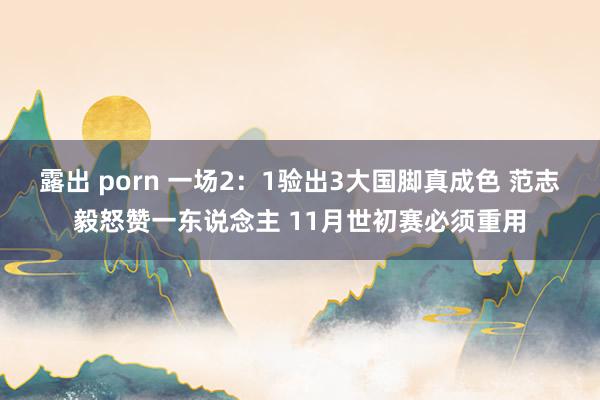 露出 porn 一场2：1验出3大国脚真成色 范志毅怒赞一东说念主 11月世初赛必须重用