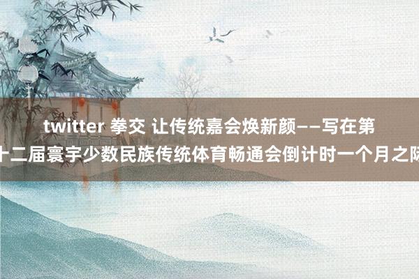 twitter 拳交 让传统嘉会焕新颜——写在第十二届寰宇少数民族传统体育畅通会倒计时一个月之际