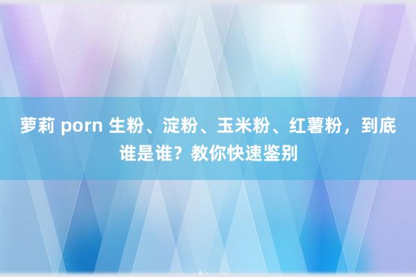 萝莉 porn 生粉、淀粉、玉米粉、红薯粉，到底谁是谁？教你快速鉴别