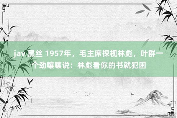 jav 黑丝 1957年，毛主席探视林彪，叶群一个劲嚷嚷说：林彪看你的书就犯困