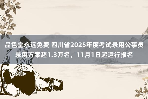 品色堂永远免费 四川省2025年度考试录用公事员录用方案超1.3万名，11月1日起运行报名