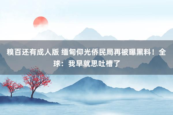 糗百还有成人版 缅甸仰光侨民局再被曝黑料！全球：我早就思吐槽了