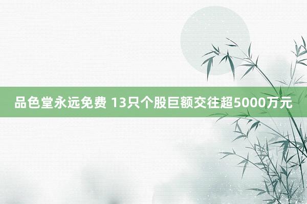 品色堂永远免费 13只个股巨额交往超5000万元