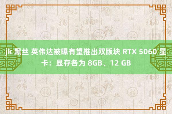 jk 黑丝 英伟达被曝有望推出双版块 RTX 5060 显卡：显存各为 8GB、12 GB