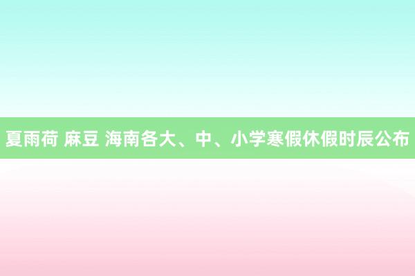 夏雨荷 麻豆 海南各大、中、小学寒假休假时辰公布