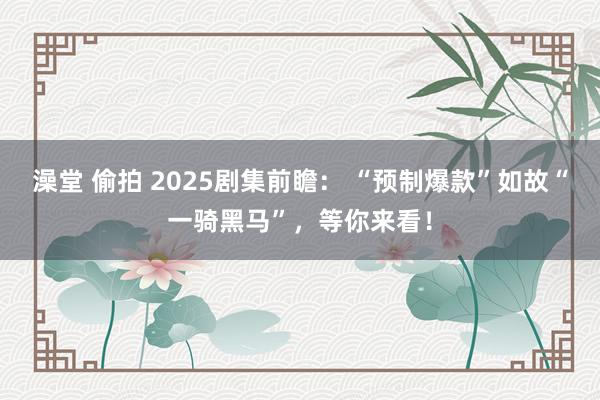 澡堂 偷拍 2025剧集前瞻： “预制爆款”如故“一骑黑马”，等你来看！